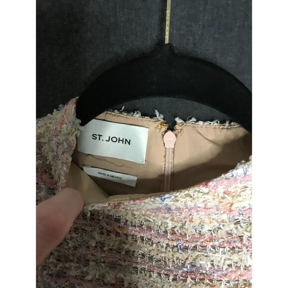 St John Long-sleeved Tweed Midi‎ Dress In Pink Size 8 $2157 - Picture 9 of 12